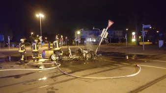 Polizeipräsidium Rheinpfalz: POL-PPRP: PKW nach Verkehrsunfall ausgebrannt
