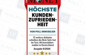 von Poll Immobilien GmbH: Höchste Kundenzufriedenheit 2024: Erneute Auszeichnung für VON POLL IMMOBILIEN