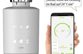 PEARL GmbH: Heizkörper smart und energieeffizient regeln: revolt Programmierbares WLAN-Heizkörperthermostat mit App und Sprachsteuerung
