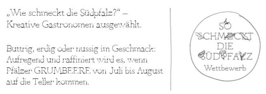 Südliche Weinstraße e.V.: Gastronomiewettbewerb "So schmeckt die Südpfalz":  2019 dreht sich alles um die Pfälzer "Grumbeere"