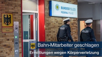 Bundespolizeidirektion München: Bundespolizeidirektion München: Angriffe auf Bahnmitarbeiter -
Schläge in einer S-Bahn und am Bahnsteig