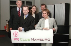 PR-Club Hamburg e. V.: Vorstand PR-Club Hamburg neu gewählt und erweitert - Neue Projekte
beschlossen - Der PR - Club Hamburg e. V. wählte gestern, 07.05.2002,
seinen neuen Vorstand.