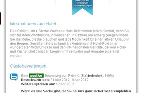 ncm.at - net communication management gmbh: Mehr Direktbuchungen durch Gästebewertungen auf der hoteleigenen Webseite - BILD