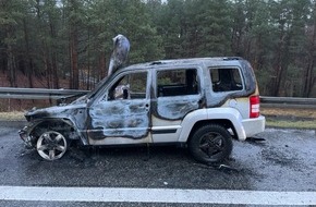 Polizeiinspektion Güstrow: POL-GÜ: PKW-Brand auf der Autobahn 19