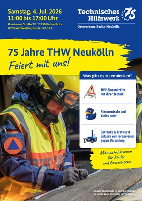 THW LVBEBBST: THW in Berlin Neukölln: 75 Jahre helfende Hände