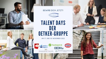 OETKER-GRUPPE: Talent Days zeigen am 17. und 18. November 2022 Vielfalt der Oetker-Gruppe / Studierende und Hochschulabsolventen können sich noch bis 24. Oktober 2022 bewerben