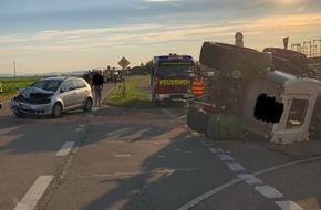 Polizeidirektion Landau: POL-PDLD: Ottersheim bei Landau - Traktor bei Unfall umgekippt