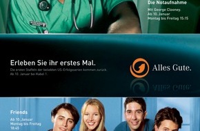 Kabel Eins: Sechs Freunde und George Clooney: Eye-Catcher bei der Kabel 1-Serienkampagne zum Jahresbeginn