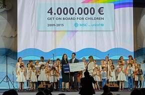 MSC Kreuzfahrten: MSC Cruises récolte 4 millions d'euros pour l'UNICEF / Des centaines d'enfants réunis à l'occasion de cette annonce célébrée 
à Milan Expo 2015