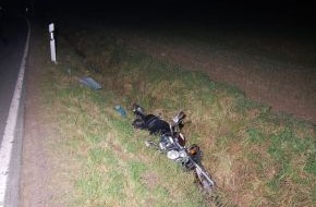 Polizeiinspektion Hameln-Pyrmont/Holzminden: POL-HM: Alkoholisierter Motorradfahrer fuhr in Straßengraben