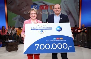 Procter & Gamble Germany GmbH & Co Operations oHG: #GemeinsamStärker: Procter & Gamble überreicht Scheck über 700.000 Euro beim RTL-Spendenmarathon 2022