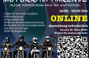 Kreispolizeibeh&ouml;rde Rhein-Kreis Neuss: POL-NE: Bestens informiert: Online-Veranstaltung f&uuml;r Motorradfahrende