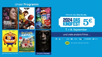 UCI Multiplex GmbH: Das KINOFEST in den UCI Kinos / Am 7. und 8. September alle Filme fünf Euro