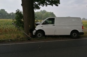 Polizeiinspektion Celle: POL-CE: Eicklingen - Transporter kollidiert mit Baum - Fahrer schwer verletzt