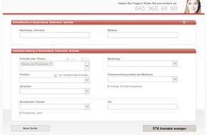 news aktuell (Schweiz) AG: SDA-Tochter news aktuell lanciert neues AdressTool für Redaktionskontakte in der Schweiz, Deutschland und Österreich