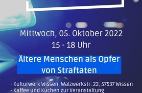 Polizeidirektion Neuwied/Rhein: POL-PDNR: Informationsveranstaltung - Ältere Menschen als Opfer von Straftaten