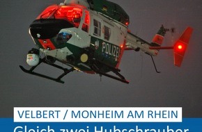 Polizei Mettmann: POL-ME: "Doppelter Hubschraubereinsatz": Polizei suchte nach vermisstem Jungen und fasste mutmaßliche Kabeldiebe - Velbert / Monheim am Rhein - 2304054
