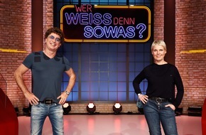 ARD Das Erste: Das Erste: Spaßvögel - Atze Schröder und Cordula Stratmann bei "Wer weiß denn sowas?" / Das Wissensquiz mit Kai Pflaume, Bernhard Hoëcker und Elton vom 21. bis 25. Dezember 2020, um 18:00 Uhr