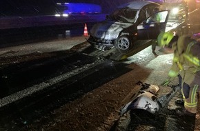 Feuerwehr Ratingen: FW Ratingen: Verkehrsunfall mit eingeklemmter Person BAB A3