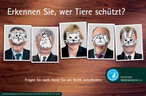 Deutscher Tierschutzbund e.V.: Kampagnenstart: Tierschutzbund greift in Wahlkampf ein / Plakat- und Postkartenmotive rücken Tierschutzpolitik ins Blickfeld