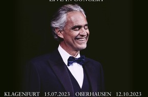 Global Event & Entertainment GmbH: Der wohl beliebteste Tenor der Welt, Andrea Bocelli, kommt 2023 für 7 Konzerte nach Österreich, Deutschland und die Schweiz
