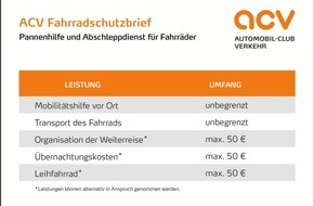 ACV Automobil-Club Verkehr: Über 330.000 Fahrradfahrer mit ACV Mobilitätsschutz unterwegs (FOTO)