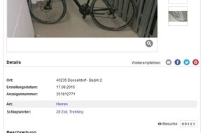 Polizei Düsseldorf: POL-D: Düsseltal - Gestohlene Räder im Internet zum Kauf angeboten - Polizei überführt Intensivtäter - Festnahme (Kleinanzeige als Datei angefügt)