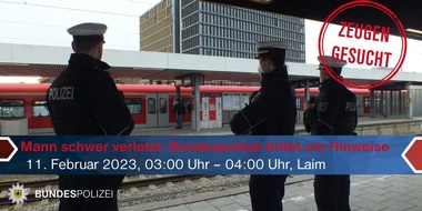 Bundespolizeidirektion München: Bundespolizeidirektion München: Bundespolizei bittet um Hinweise - Schwerverletzter am S-Bahn Haltepunkt Laim gefunden