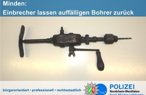 Polizei Minden-Lübbecke: POL-MI: Einbrecher lassen auffälligen Handbohrer zurück