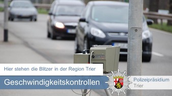 Polizeipräsidium Trier: POL-PPTR: Geplante Geschwindigkeitsmessungen der Polizei Trier in der KW 36 vom 2. bis 8. September 2019