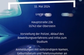Polizeidirektion Trier: POL-PDTR: Infoabend der Polizei Idar-Oberstein
