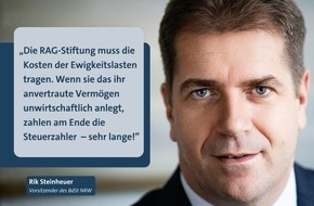 Bund der Steuerzahler Nordrhein-Westfalen e.V.: Der BdSt NRW fordert mehr Kontrolle bei der RAG-Stiftung