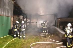 Kreisfeuerwehrverband Rendsburg-Eckernförde: FW-RD: Scheunenbrand in Hohn-Garlbek (Kreis Rendsburg-Eckernförde)