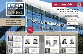 prmagazin: Rechtskommunikationsgipfel am 10. November 2026 in Frankfurt am Main