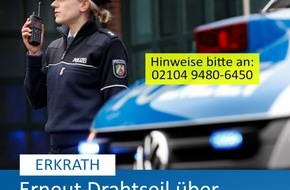 Polizei Mettmann: POL-ME: Erneut Draht über Rad- und Gehweg gespannt: Polizei ermittelt - Erkrath - 2412068