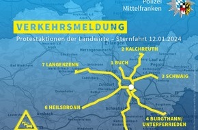 Polizeipräsidium Mittelfranken: POL-MFR: (41) Versammlungsgeschehen am Freitag (12.01.2024) - Hinweise des Polizeipräsidiums Mittelfranken