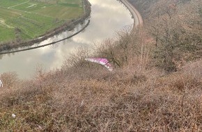 Polizeidirektion Trier: POL-PDTR: Drachenflieger bei Start abgestürzt. Mann leicht verletzt.