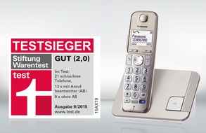 Panasonic Deutschland: Stiftung Warentest: Testsieg für das Panasonic Großtastentelefon KX-TGE210 / Schwestermodell KX-TGE220 bestes Gerät mit Anrufbeantworter / Panasonic KX-TGK320 bestes Designtelefon im Test
