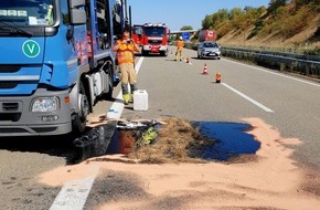 Polizeipräsidium Westpfalz: POL-PPWP: Pannen-Lkw verliert Betriebsstoffe