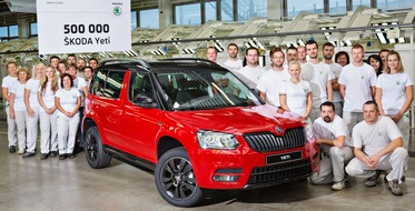 Skoda Auto Deutschland GmbH: Erfolgreiches Kompakt-SUV: 500.000 SKODA Yeti in Kvasiny produziert (FOTO)