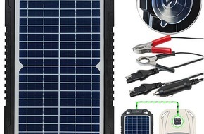 PEARL GmbH: revolt Solar-Ladegerät für Auto-Batterien, Pkw, Wohnmobil, 12 Volt, 10 Watt: Bewahrt die Ladespannung der Batterie