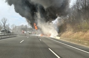 Polizeiinspektion Göttingen: POL-GÖ: (117/2024) A 7 in Richtung Kassel nach LKW-Brand ab AS Hedemünden aktuell voll gesperrt