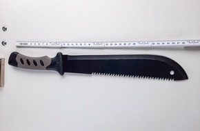 Bundespolizeiinspektion Rostock: BPOL-HRO: Machete am Rostocker Hauptbahnhof beschlagnahmt