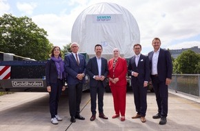 BAUWERT AG: Europapremiere f&uuml;r nachhaltige Schwerlastlogistik in Berlin: BEHALA setzt Goldhofers E-PowerPack bei Siemens Energy Turbinenverladung am Moaville-Areal ein