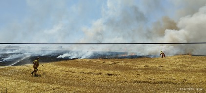 FW-Heiligenhaus: Stoppelfeld brannte auf einer Fläche von 3,5 Hektar
