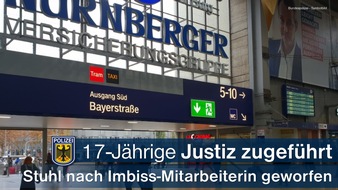 Bundespolizeidirektion München: Bundespolizeidirektion München: 17-Jährige der Justiz zugeführt: Stuhlwurf offenbart Untersuchungshaftbefehl