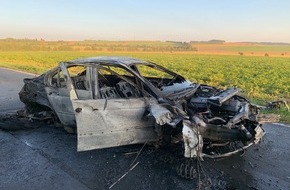 Polizeidirektion Mayen: POL-PDMY: Naunheim (Maifeld) - Verkehrsunfall mit Personenschaden - PKW ausgebrannt - Fahrer stand unter Alkoholeinfluss