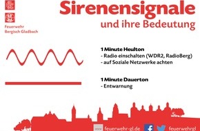 Feuerwehr Bergisch Gladbach: FW-GL: Sirenenwarnung in der Stadt Bergisch Gladbach