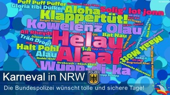 Bundespolizeidirektion Sankt Augustin: BPOL NRW: Fröhlich, bunt und vor allem sicher durch die jecken Tage Bundespolizei NRW hat gefährliche Gegenstände im Fokus/ Allgemeinverfügung zum Mitführverbot an 17 Bahnhöfen