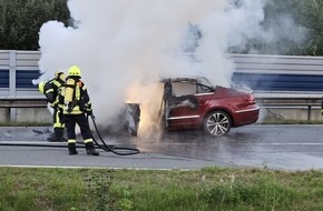 Kreisfeuerwehr Rotenburg (Wümme): FW-ROW: PKW Brand auf A1 Abfahrt Stuckenborstel